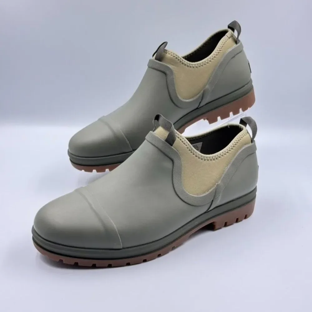 L.L.Bean Womens 11 Olive Green Wellie Chelsea Rain Shoes Waterproof Slip On